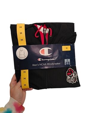 Champion Men’s Black Georgia Bulldogs Embroidered Windbreaker Size M